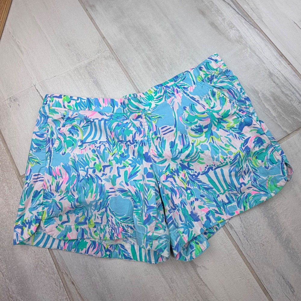 Lilly Pulitzer Ocean View Blue Ibiza Cabana Cocktail Shorts Size Medium